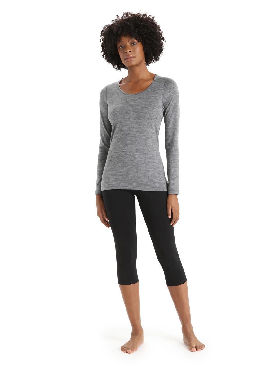 Une pièce Icebreaker Merino 200 Oasis Long Sleeve Scoop Neck Thermal Top Femme Grise | FR 1774PJJQ